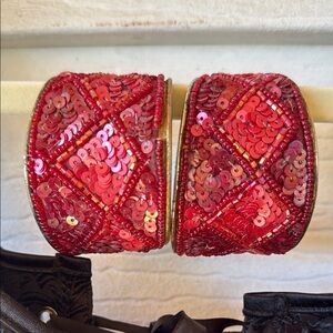 Red Sequin Wrist Cuffs